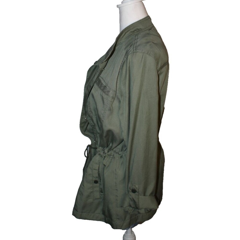 Ann Taylor LOFT Army Green Military Style Jacket Size Medium Cinch waist Utility - Picture 4 of 11